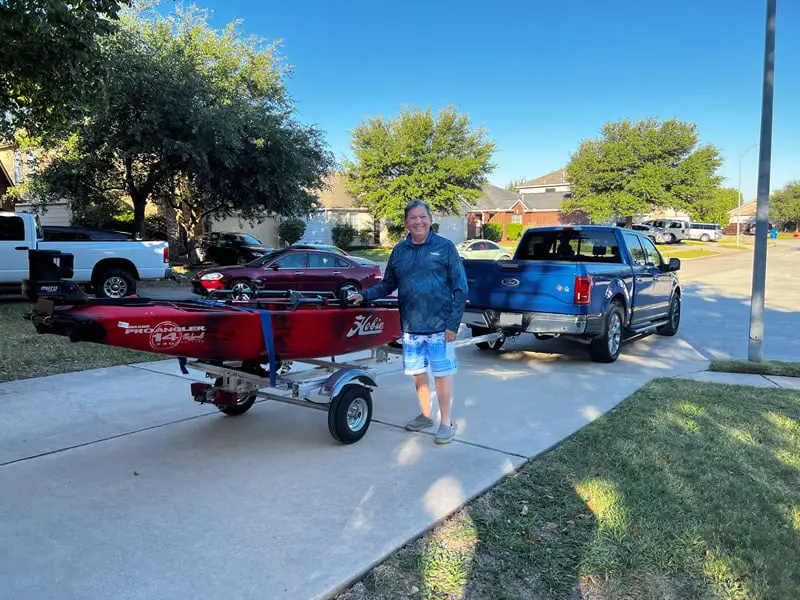 Kayak on lightweight kayak trailer