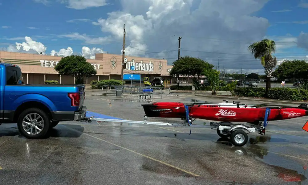 Truck And Kayak On Trailer